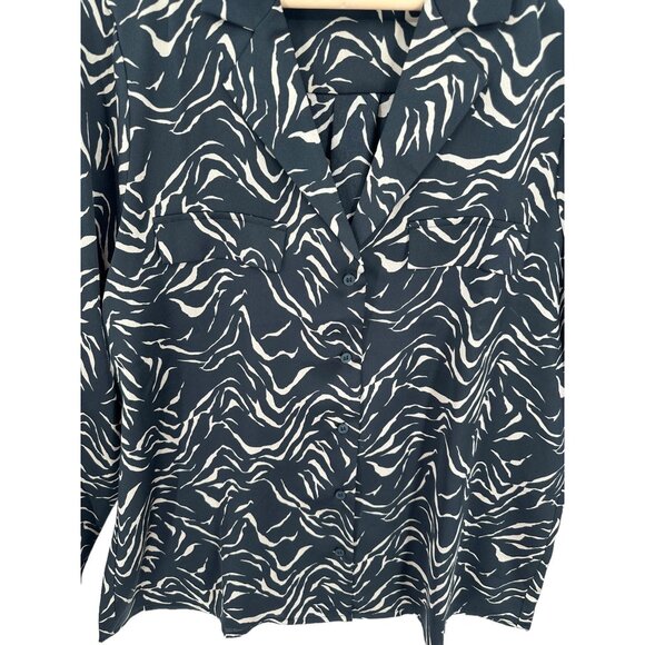 Pleione Top Blouse Shirt Button up Womens Size L‎ Tiger Stripe Work Career - Picture 5 of 10